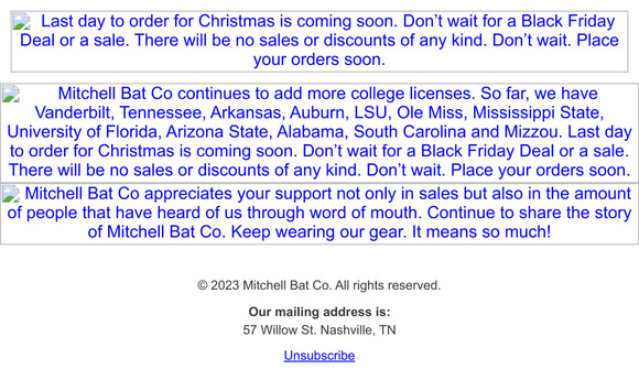 Officially Licensed College Mitchell Bats