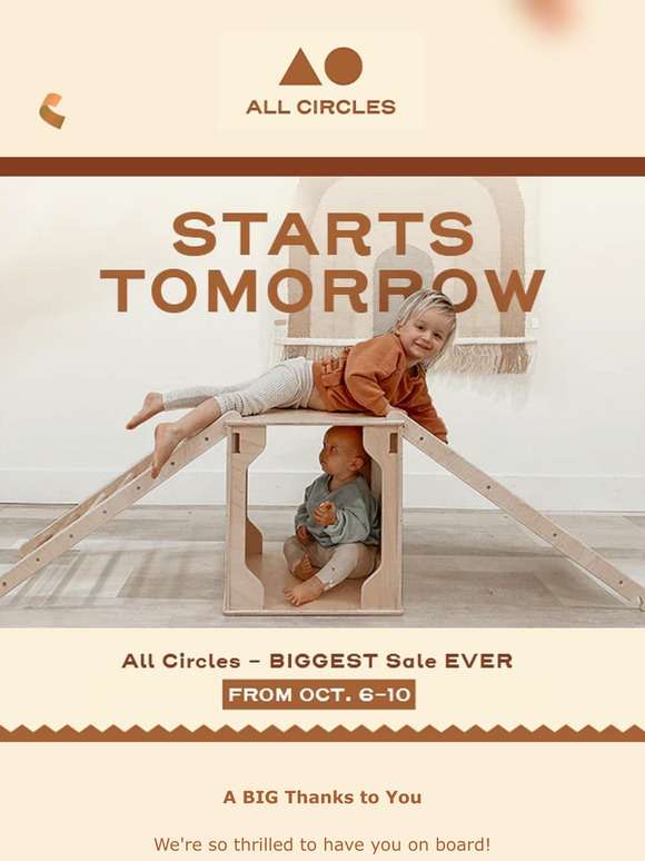 TOMORROW: All Circles Biggest Sale Ever