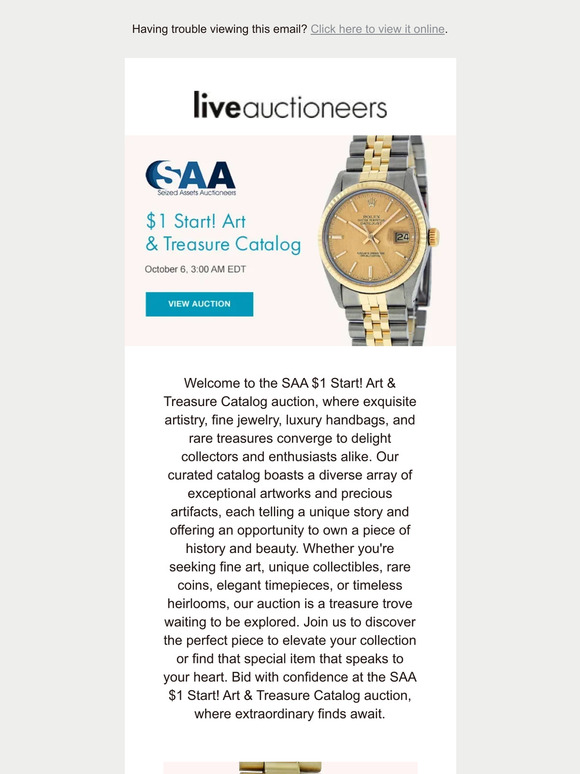 LiveAuctioneers Seized Assets Auctioneers 1 Start! Art & Treasure