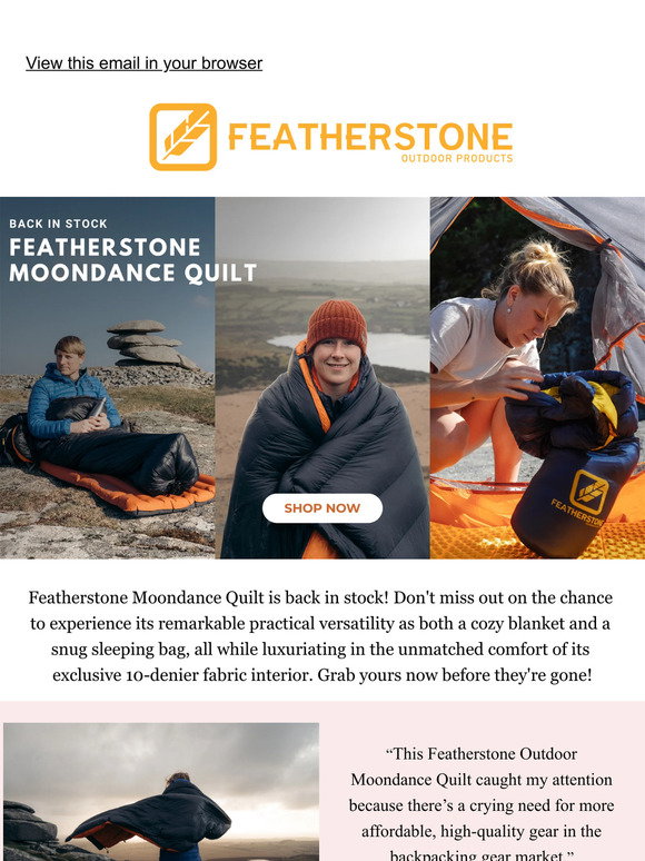 Featherstone Moondance 25 Top Quilt Sleeping Bag Alternative Long/Wide