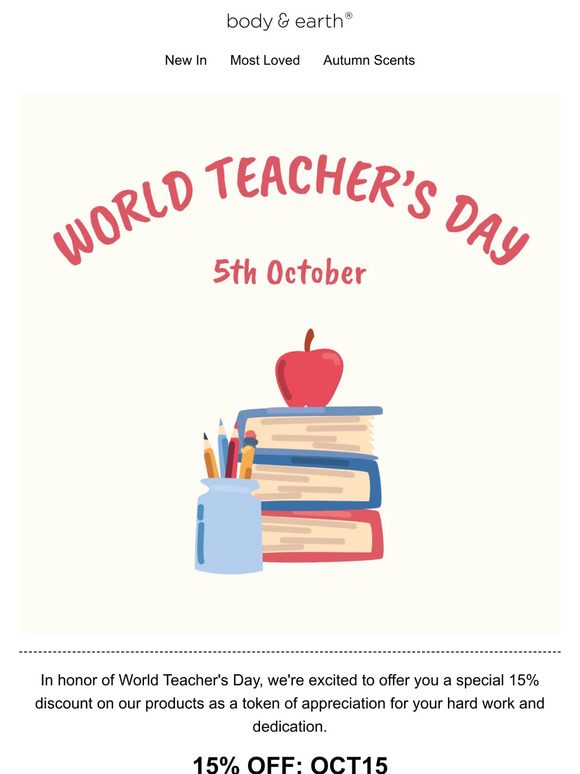 A Teacher's Appreciation: 15% Off in Honor of World Teacher's Day