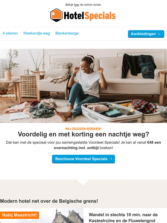 Nu extra voordelig een nachtje weg