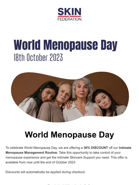 30% Off Offer - Celebrating World Menopause Day 2023