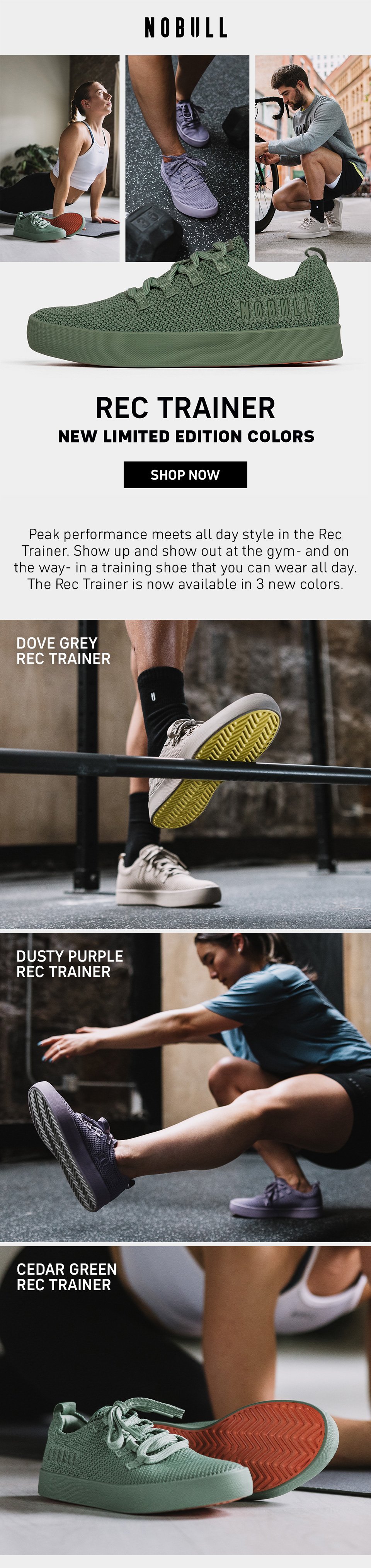 NEW Rec Trainer Colors are here! 🟩Cedar Green 🟪Dusty Purple ⬜️Dove Grey  Now available in new colors that let you be you, no ma