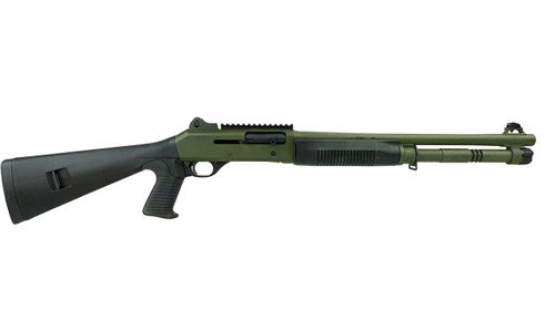 Benelli M4 12 Ga, 18.5" Barrel, Pistol Grip, Ghost Ring Sights, OD Green, 5rd
