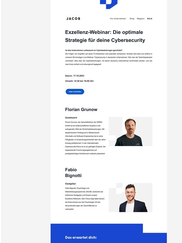 Nicht verpassen: Cybersecurity - das Exzellenz-Webinar von JACOB