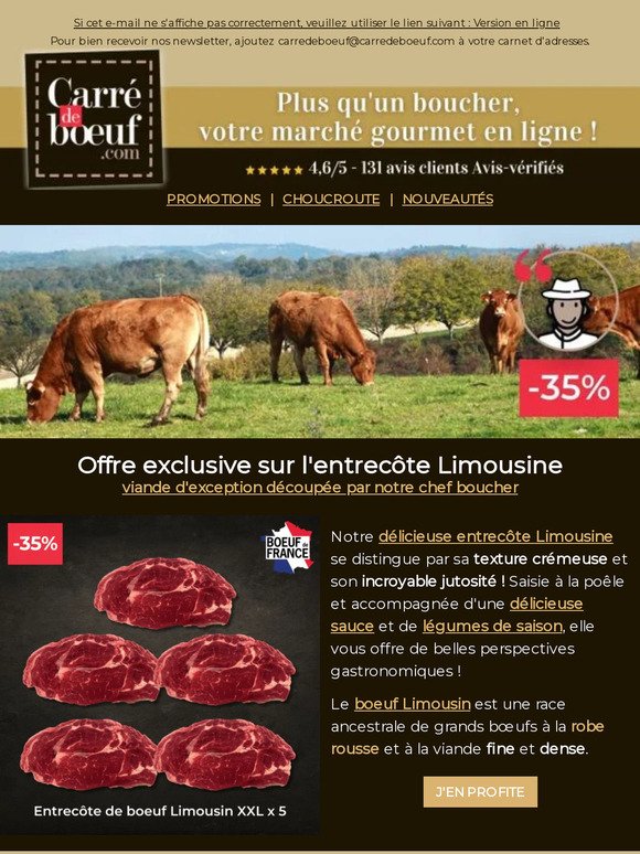 🤩-35% sur l'entrecôte de boeuf Limousin 🇫🇷