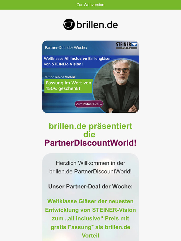 brillen.de die lokalen Optiker PartnerDeal der Woche Weltklasse Gläser von STEINERVision