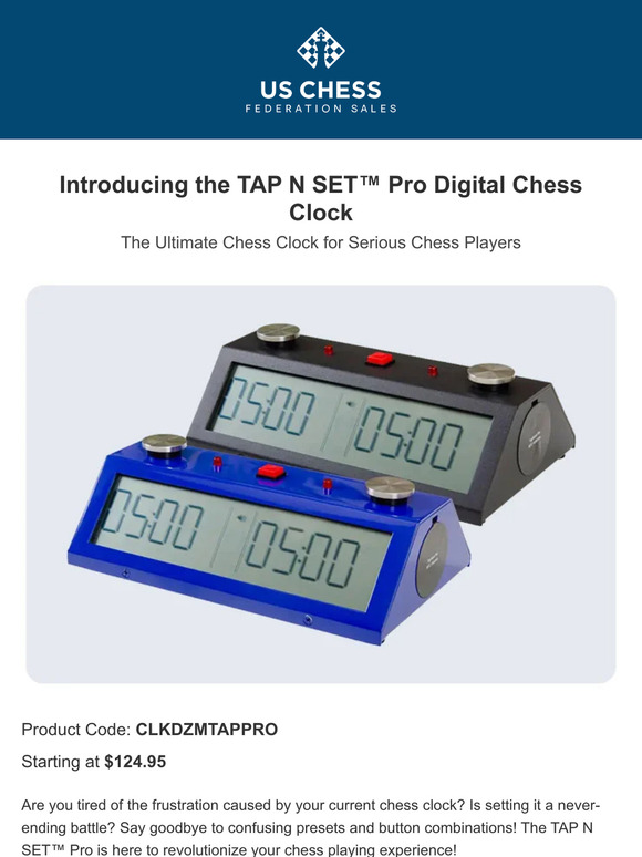Introducing the TAP N SET™ Pro Digital Chess Clock – The Ultimate Chess Clock for Serious Chess Players!