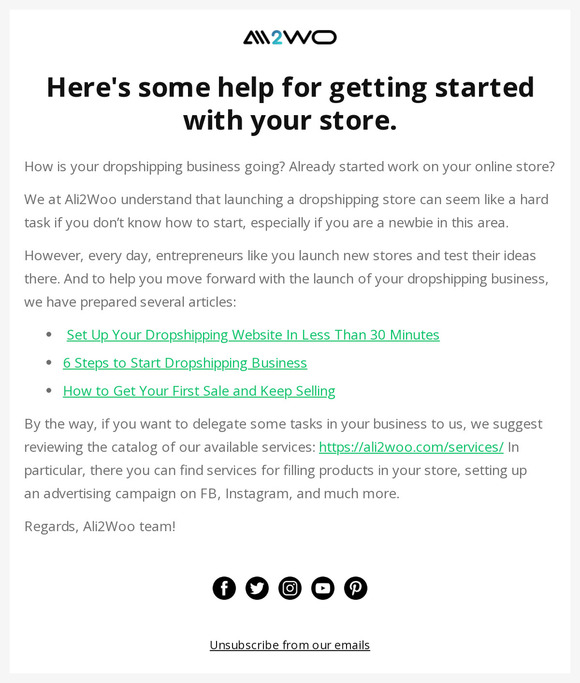 Here's some help for getting startedwith your store.