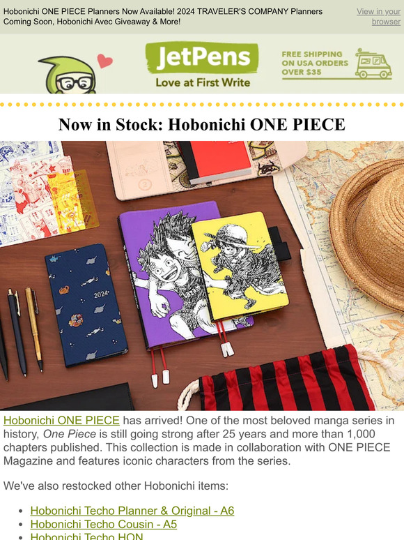 JetPens Hobonichi ONE PIECE Planners Now Available! 2024 TRAVELER'S