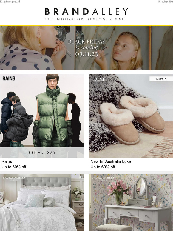 brand alley Rains FINAL DAY, Australia Luxe Collective, Laura Ashley