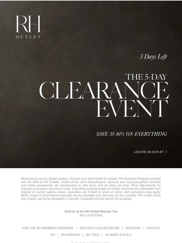 Save 35-80% at the 5-Day Clearance Event