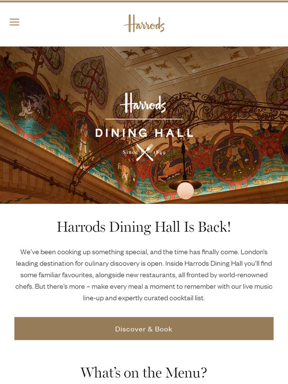 Harrods Step into the new Harrods Dining Hall Milled