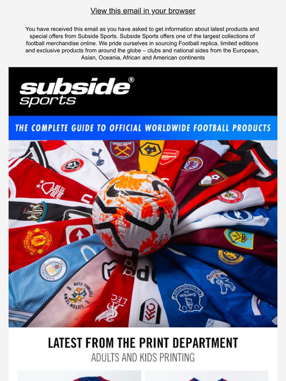 Official Football Shirts: Club and World Cup Kit from Subside Sports