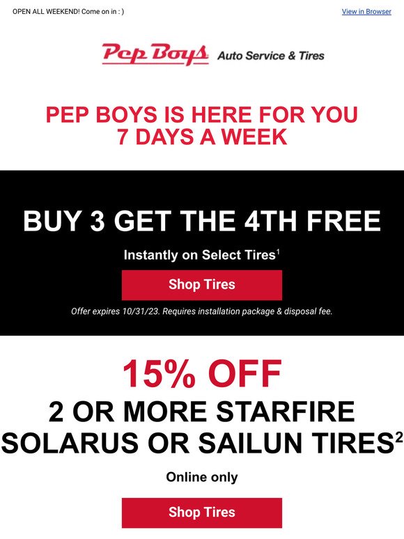 WEEKEND UPDATE: Save 15% on Starfire Tires 🌟