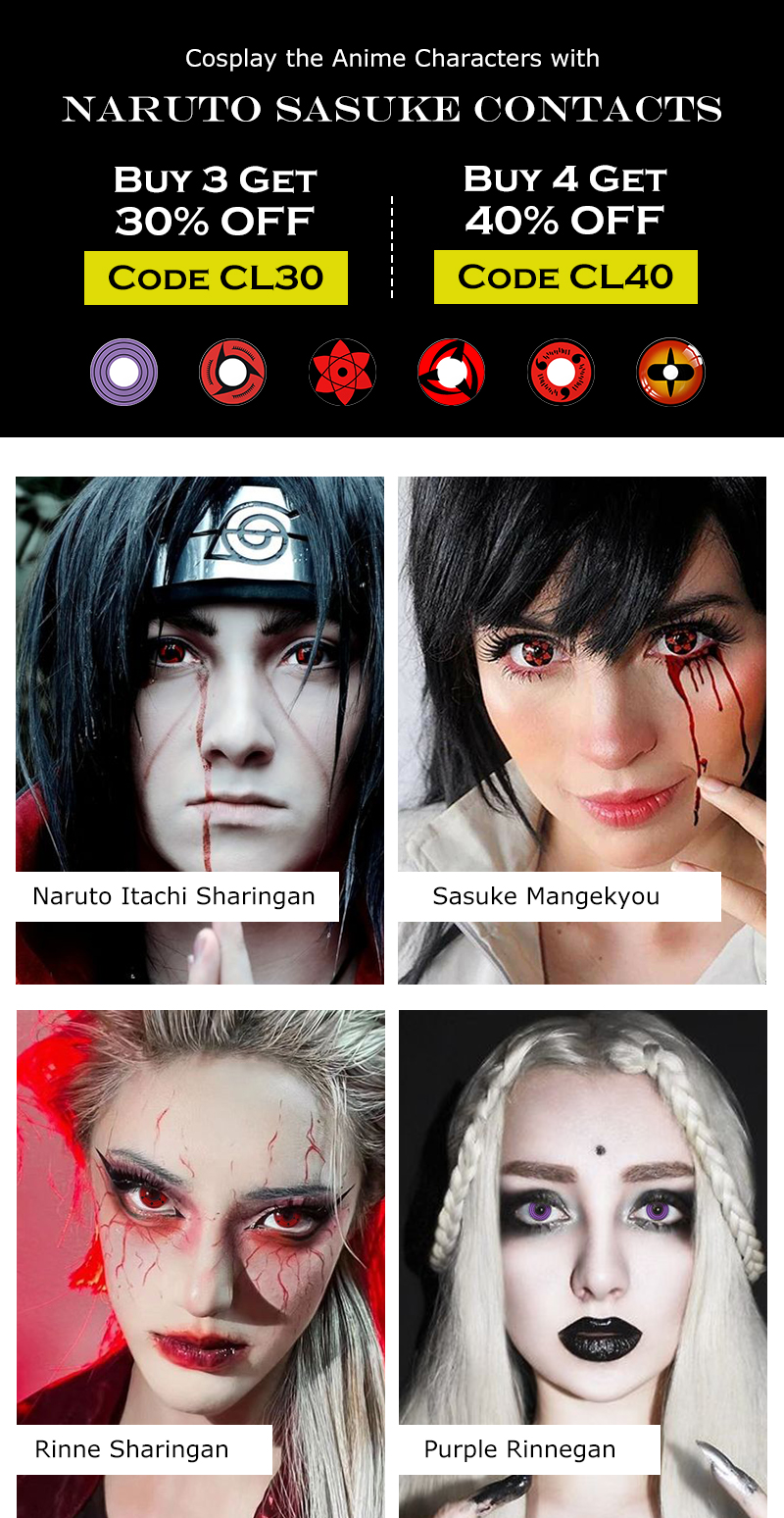 Coloreyelens Cosplay the Anime Characters with Naruto Sasuke Contacts