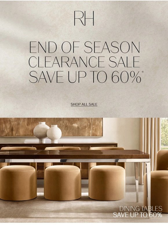 End of Season Clearance Sale. Save Up to 60% on Hundreds of In-Stock Items.