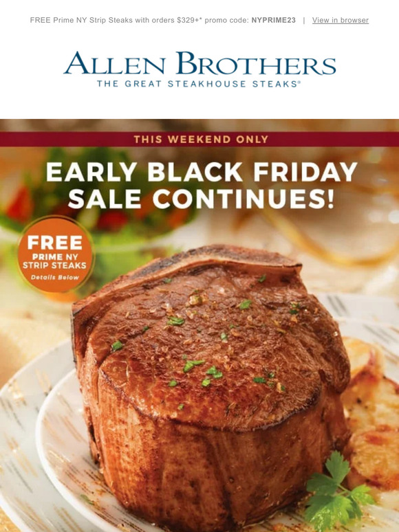 Allen Brothers Steaks Sale! Early Black Friday + FREE Prime Strip