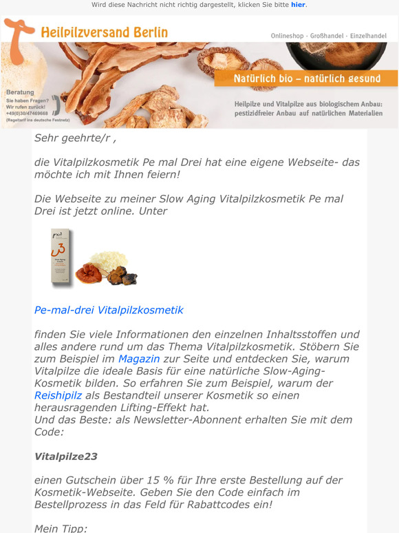 Viltalpilzkosmetik mit Reishi, Chaga und Tremella- jetzt mit eigener Webseite und Newsletterrabatt🍄 💰