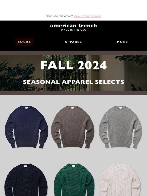 Fall Apparel, Now Live at American Trench