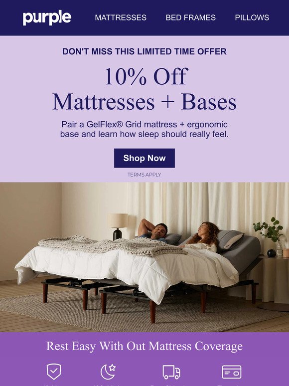 Better Sleep: 10% Off Mattresses + Bases