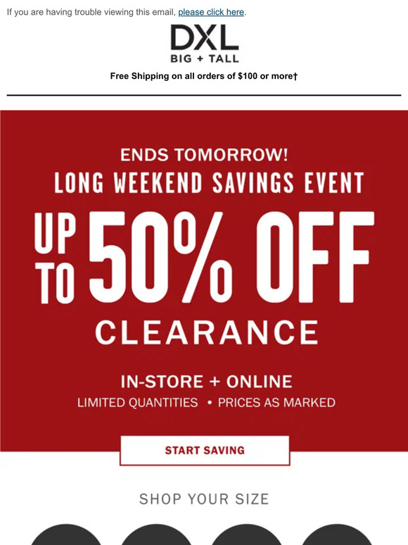 DXL Big + Tall You Can Still Save Up to 50 On Select Styles! Milled