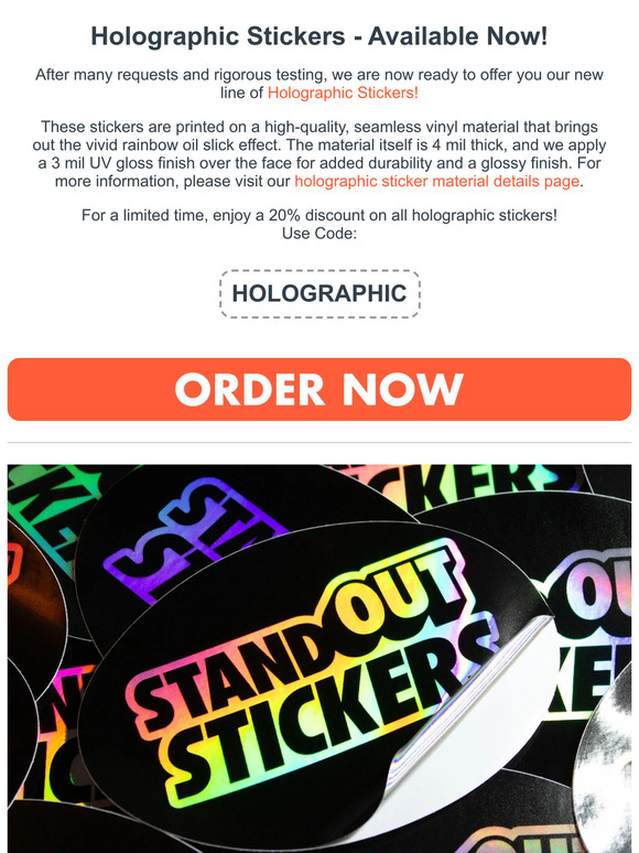 StandOut Stickers: Holographic?! Now Available at StandOut Stickers ...