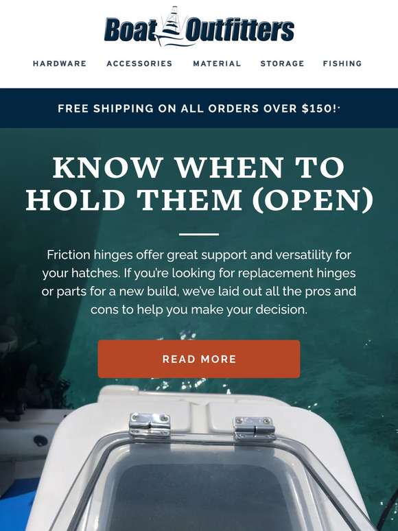 Boat Outfitters Upgrade your hatches with holdopen hinges Milled