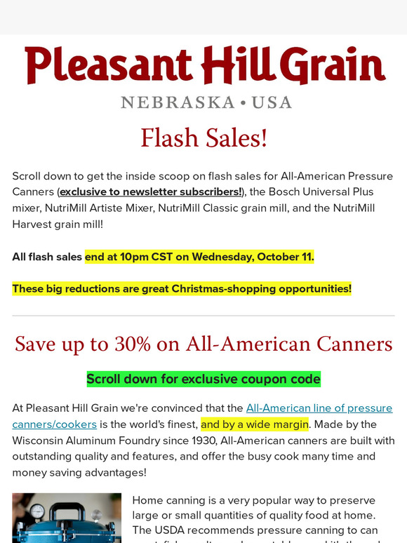 All-American Pressure Canners, Pleasant Hill Grain