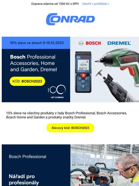 Využijte 10% slevu na produkty značky Bosch a Dremel
