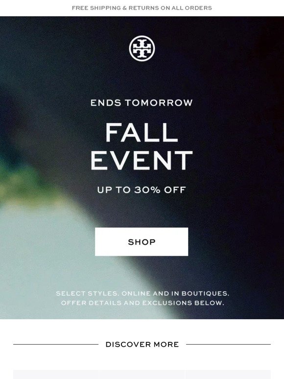 ENDS TOMORROW: up to 30% off