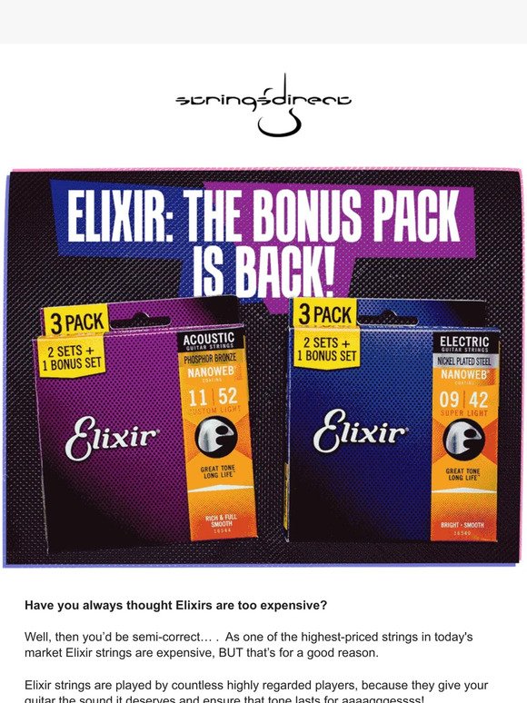Shop Now: 3 Elixir Packs for the Price of 2!