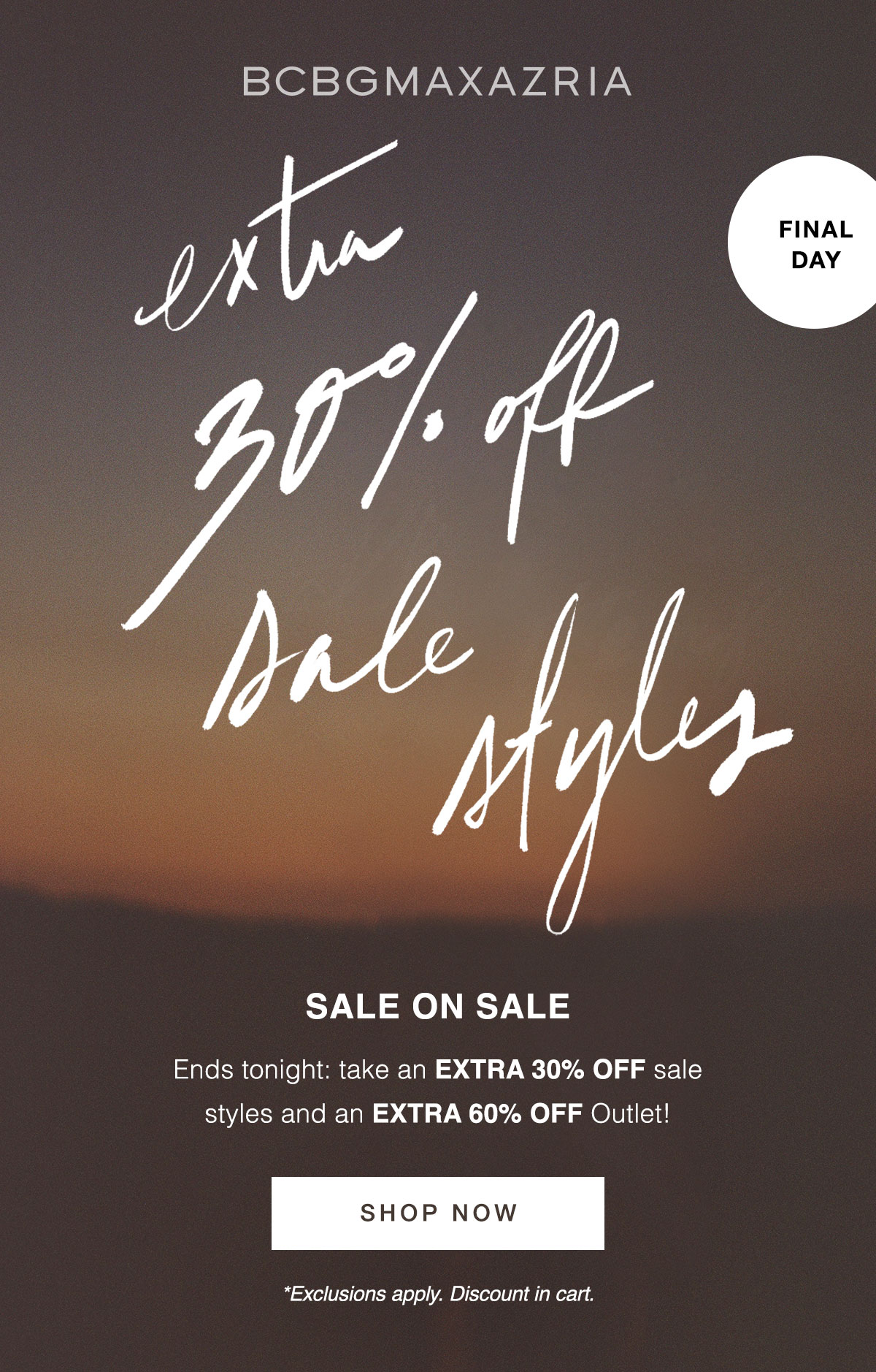 BCBG Last day extra 30 60 off sale Milled