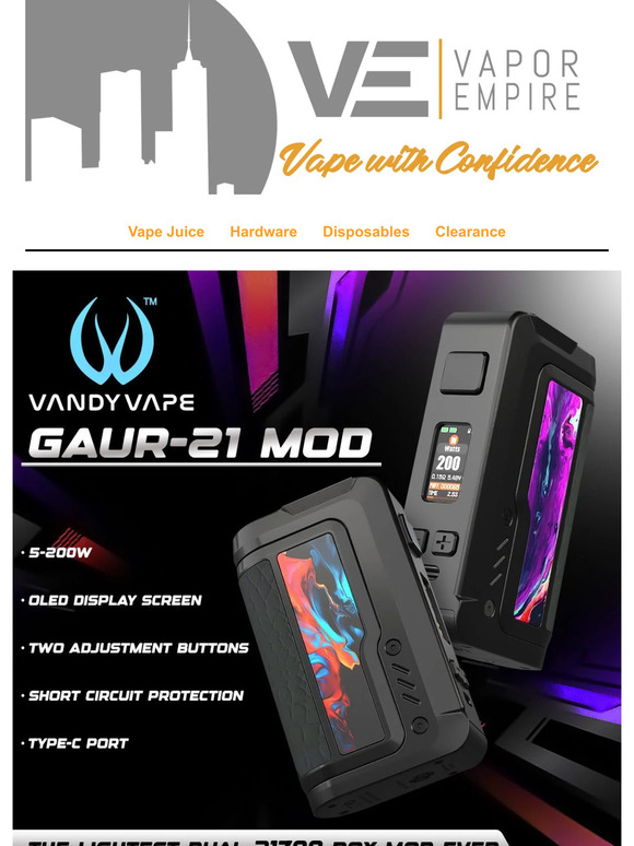 Vapor Empire: Check out the Vandy Vape GAUR-21 Mod 🔥 | Milled