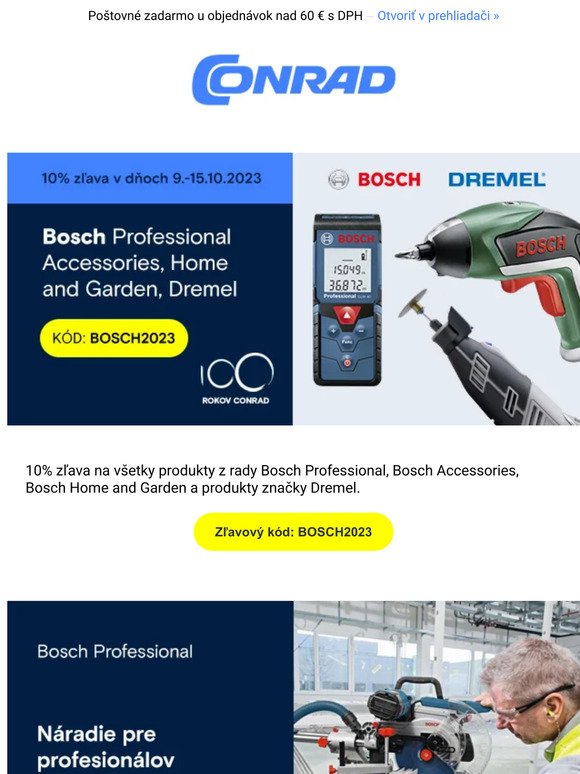 Využite 10% zľavu na produkty značky Bosch a Dremel