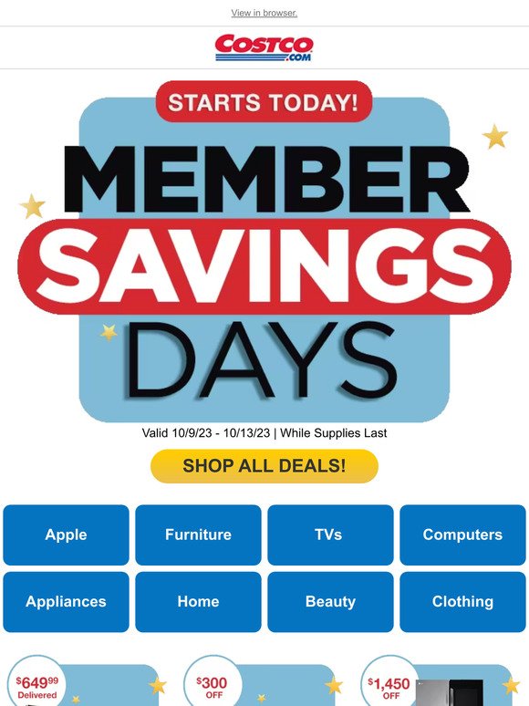 Costco STARTS TODAY! Costco Member Savings Days are Here! Milled