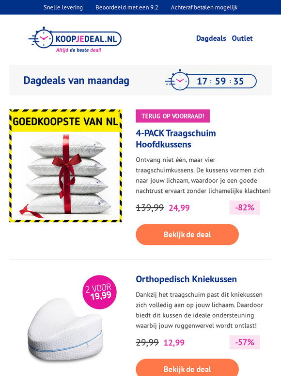 Score! Bij Action bestel je een traagschuim kussen voor €18,95
