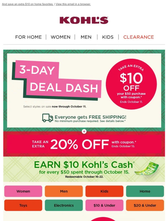 Kohl's Our 3Day Deal Dash starts NOW 🤩 Plus, take 20 off! Milled