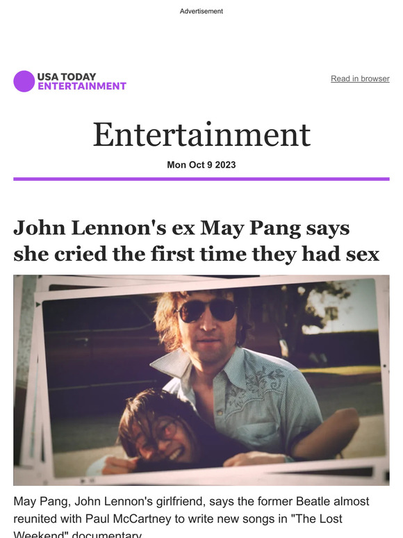 Usa Today Entertainment John Lennon S Ex May Pang Says She Cried The First Time They Had Sex