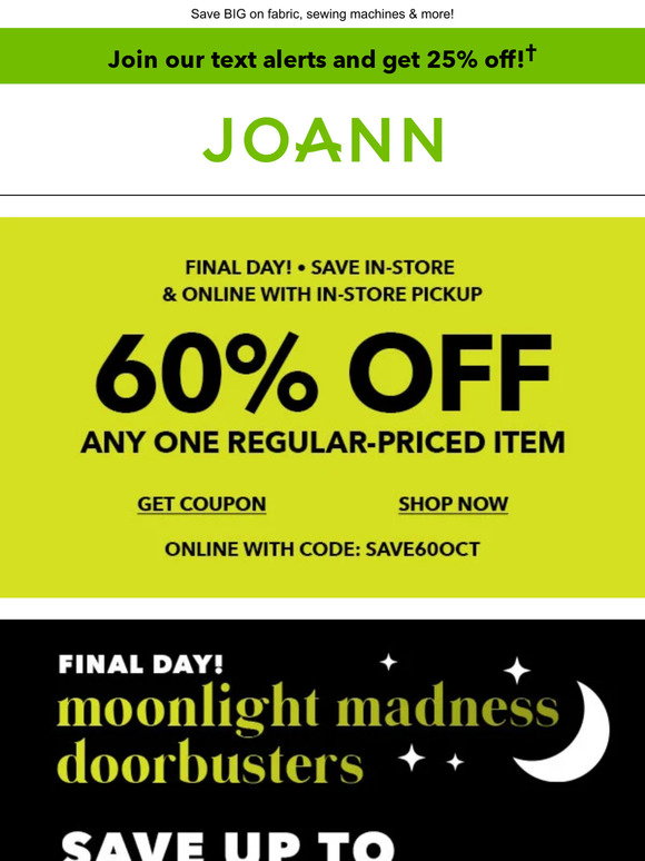 Jo-Ann Fabric and Craft Store: 🌙 Moonlight Madness Doorbusters