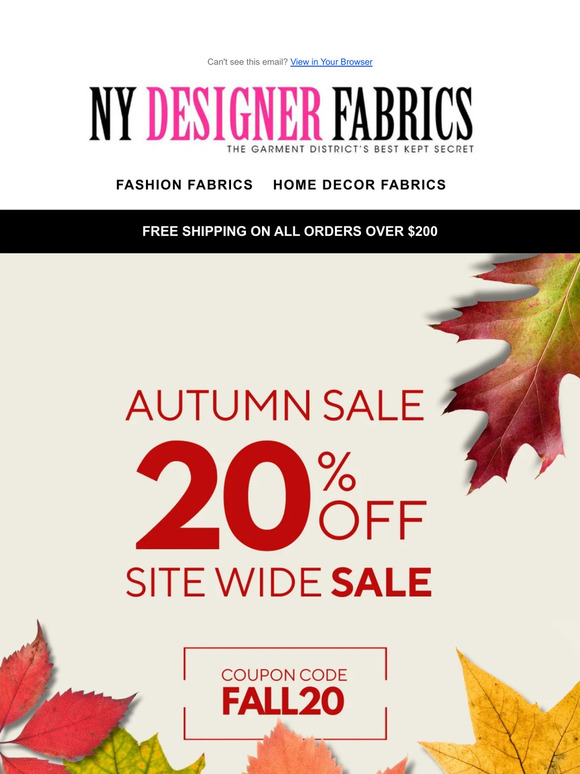 Fall into Autumn with 20% off Site Wide. Check inside.