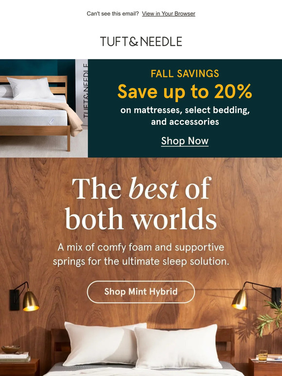 Tuft and Needle Fall Sale spotlight Mint Hybrid Milled