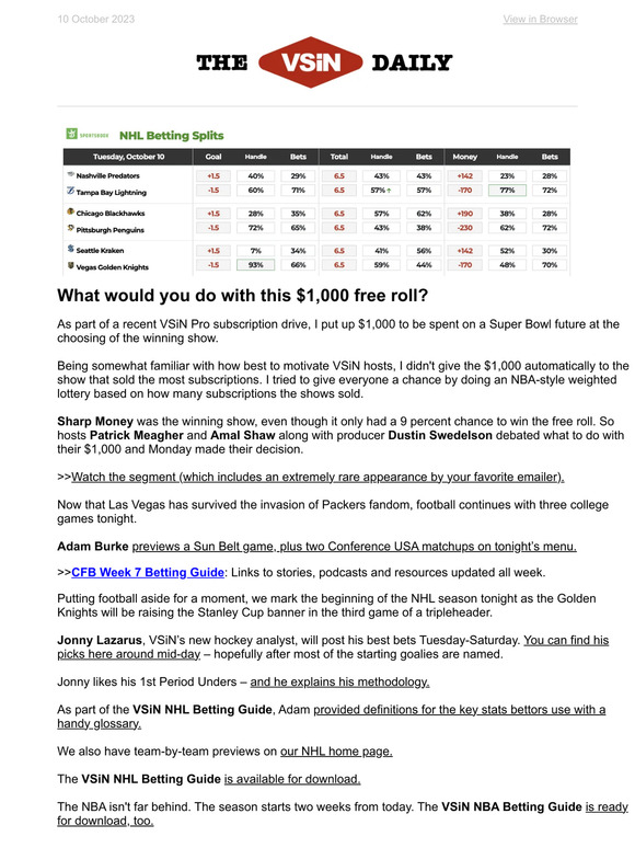 VSiN on X: The VSiN NFL Analytics Report sifts through several