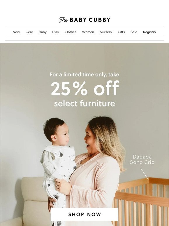 Take 25% off Nursery Furniture! 🫶