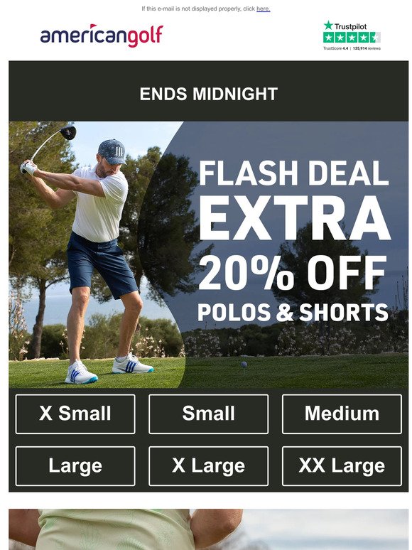 🚨 Ends midnight | Extra 20% OFF polos & shorts
