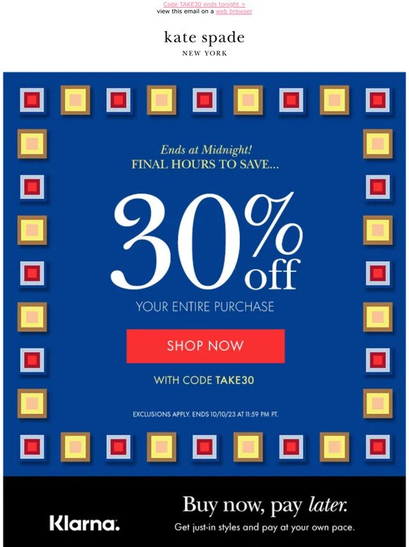 Kate Spade The Fall Sale 2023: Get 30% entire purchase