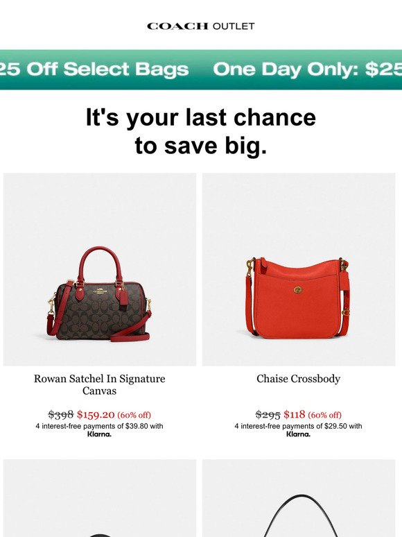 Last Chance: Get $25 Off Select Bags (Don't miss out!)