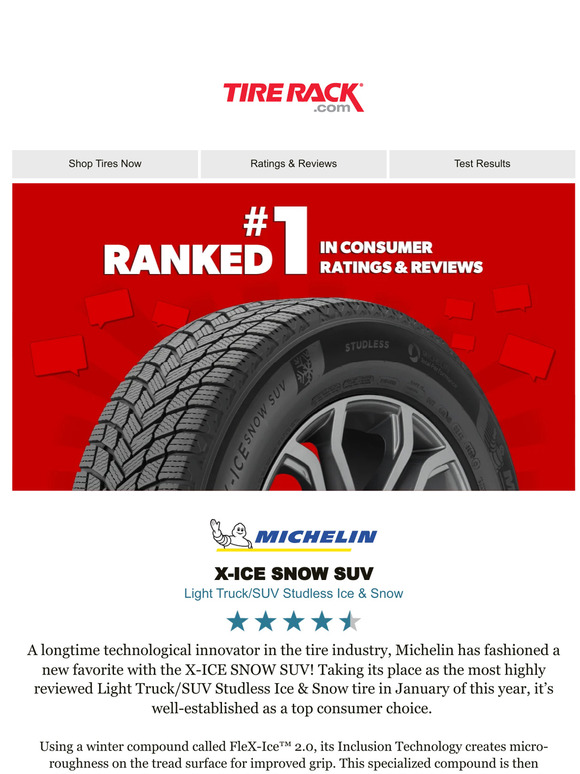 Tire Rack Michelin XICE SNOW SUV, Your 1 Winter Tire! Milled