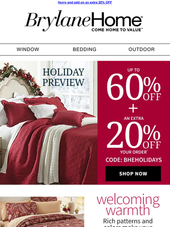 Brylane Home Get an EXTRA 20 off your next order Milled